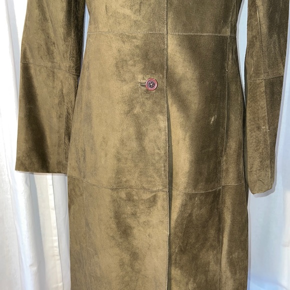 suede coat, sophisticated dark olive green color - EUC - Picture 6 of 14